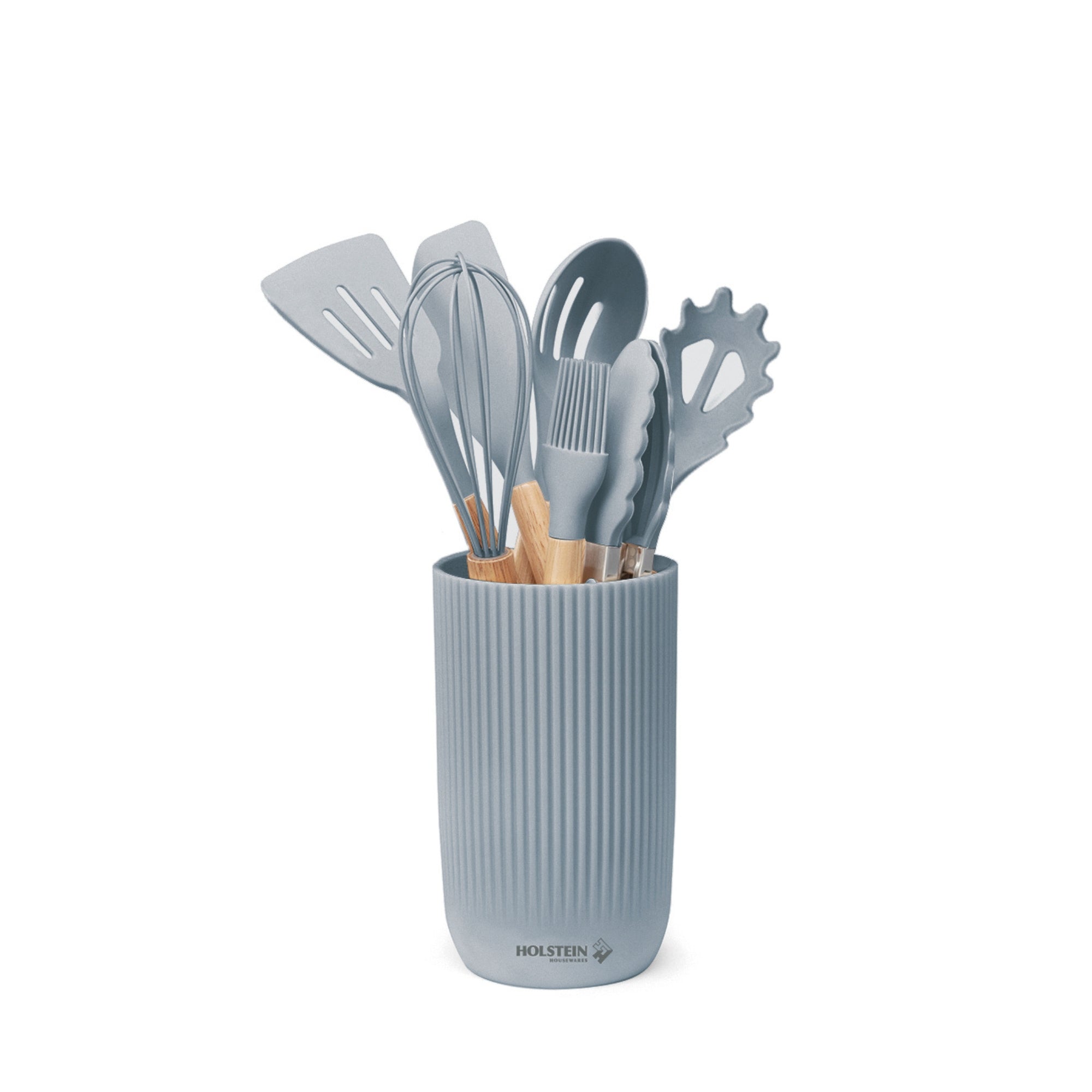 Set de Utensilios 8 Piezas con Base Gris