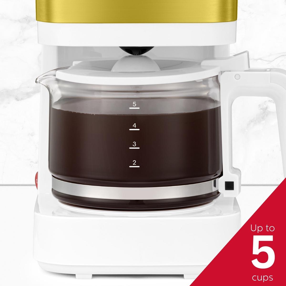 5-CUP COFFEE MAKER WHITE & GOLD COLOR