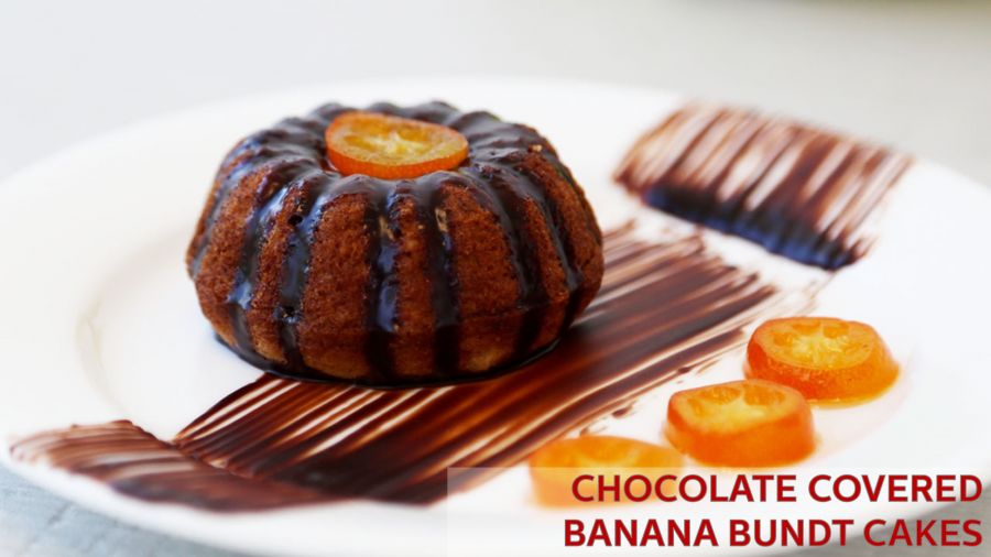 Chocolate covered Banana Bundt Cakes- Holstein Housewares + Cake Art
