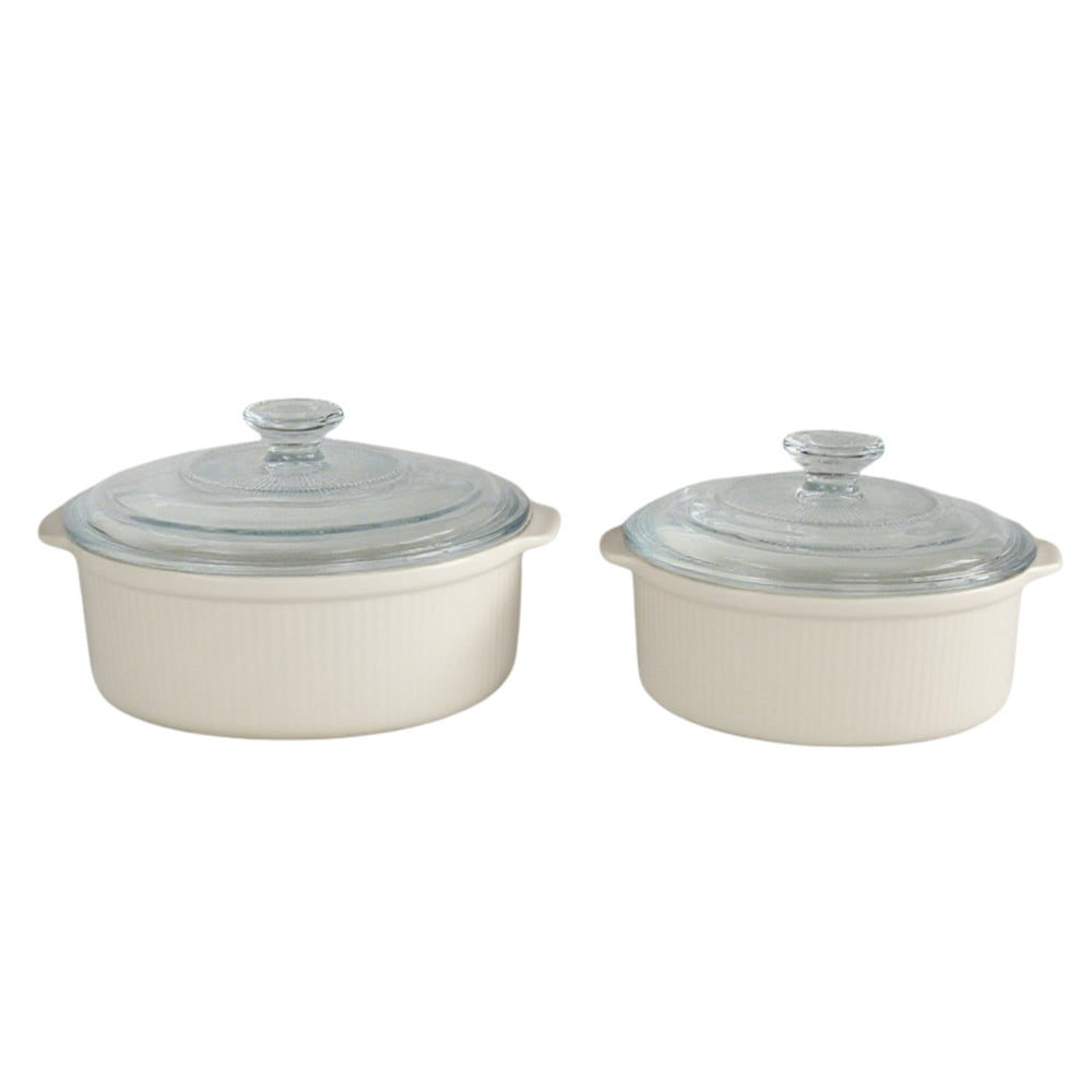 Set de 4 pzas Cacerolas porcelana con tapa de vidrio