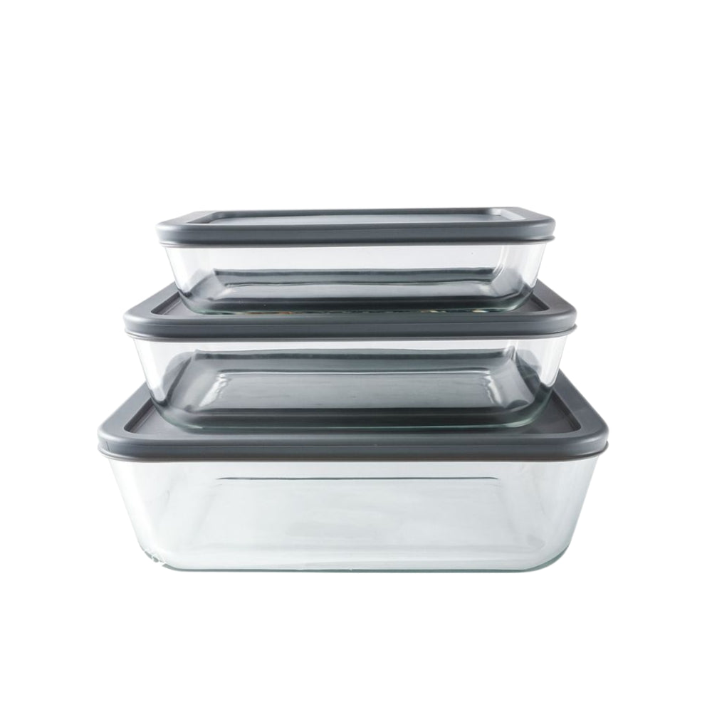Set de Contenedores de Vidrio con Tapa x3