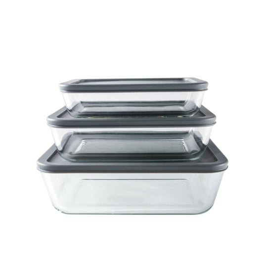 Set de Contenedores de Vidrio con Tapa x3