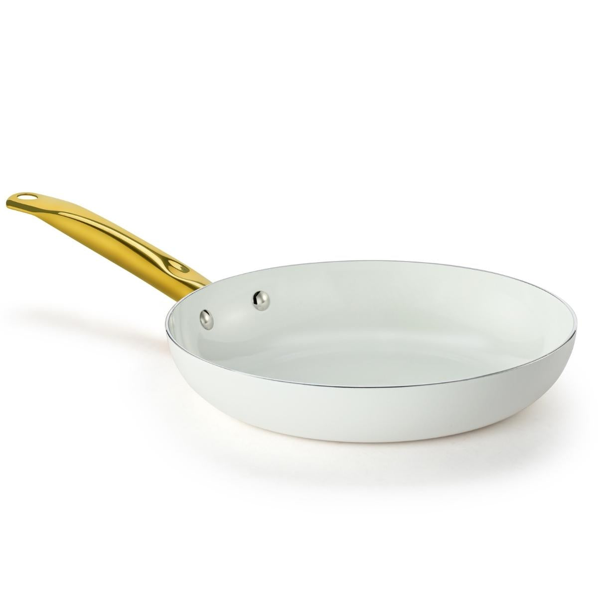 8-INCH CERAMIC NONSTICK FRY PAN WHITE & GOLD COLOR