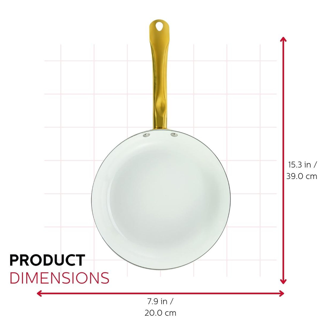 8-INCH CERAMIC NONSTICK FRY PAN WHITE &amp; GOLD COLOR