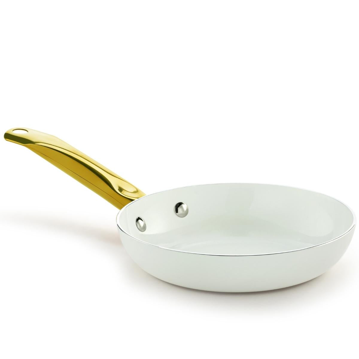 10-INCH CERAMIC NONSTICK FRY PAN WHITE & GOLD COLOR