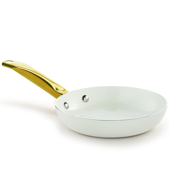 10-INCH CERAMIC NONSTICK FRY PAN WHITE &amp; GOLD COLOR