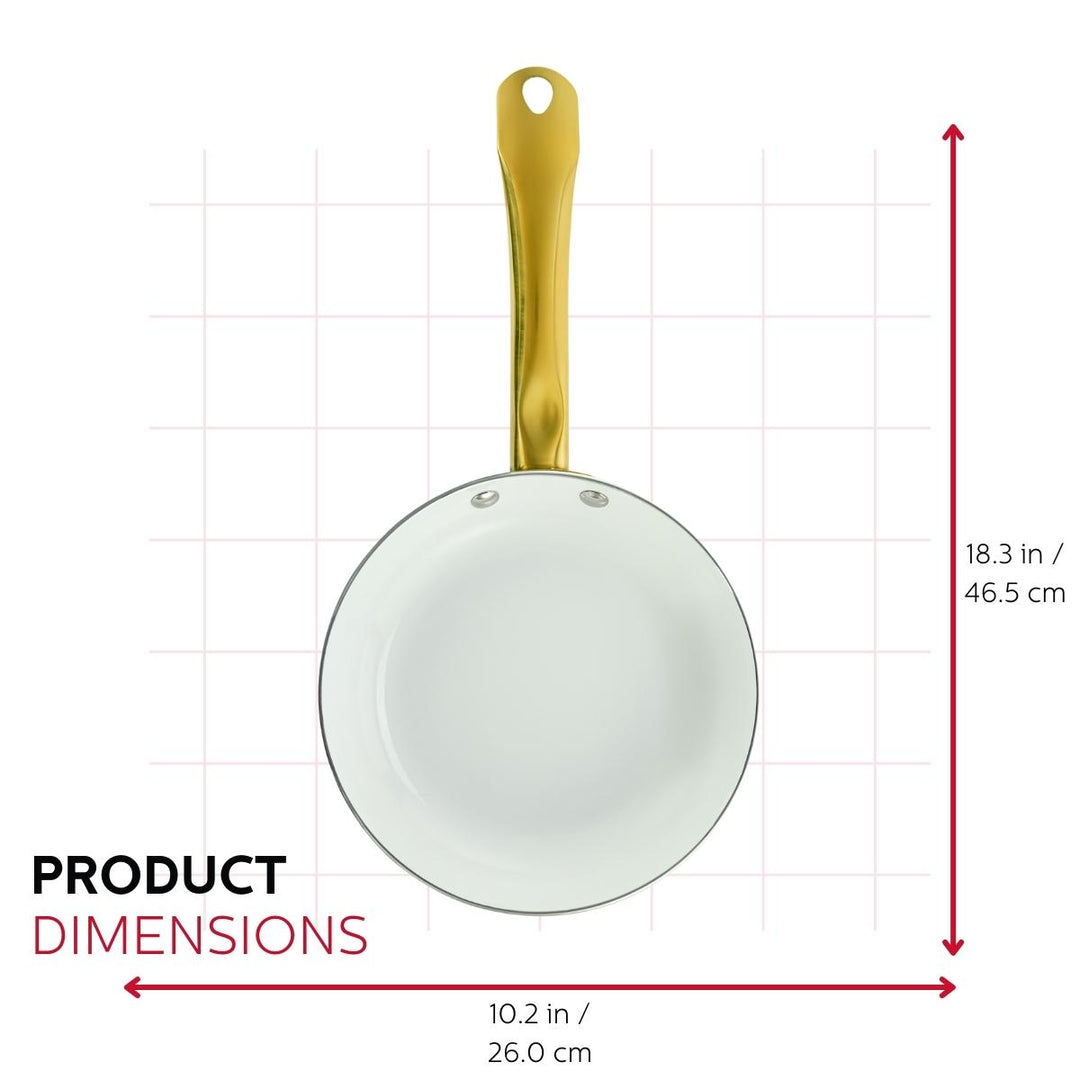 10-INCH CERAMIC NONSTICK FRY PAN WHITE &amp; GOLD COLOR