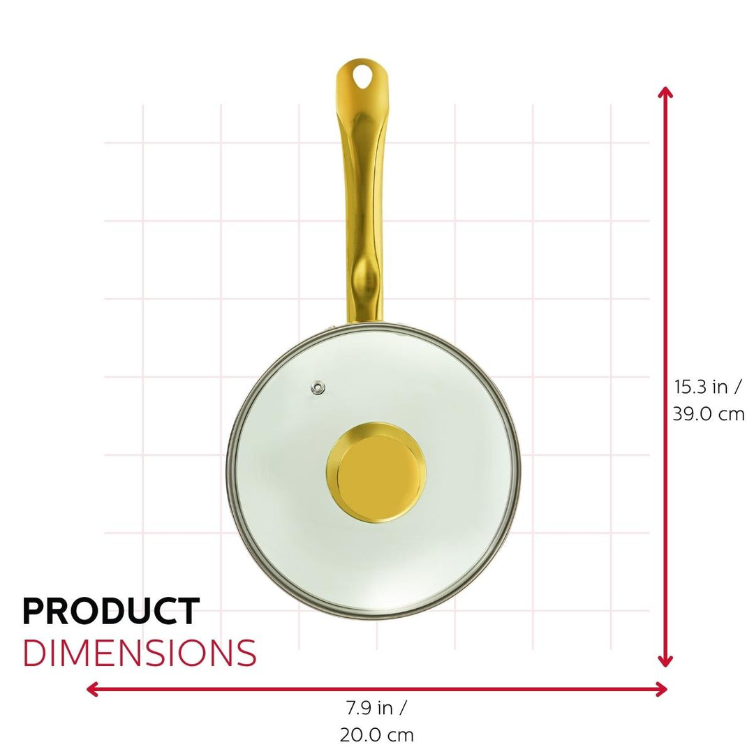 3.5QT CERAMIC NONSTICK SAUCE PAN WHITE &amp; GOLD COLOR